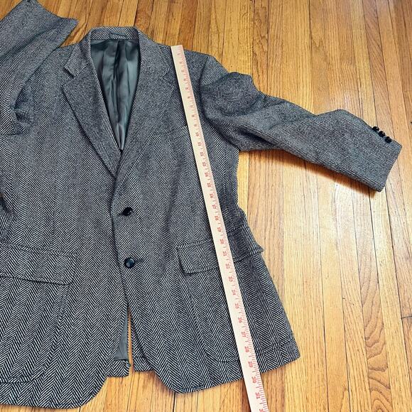 American Craftsman Blazer Mens 40 Herringbone Black Wool Sport Coat - Picture 11 of 13